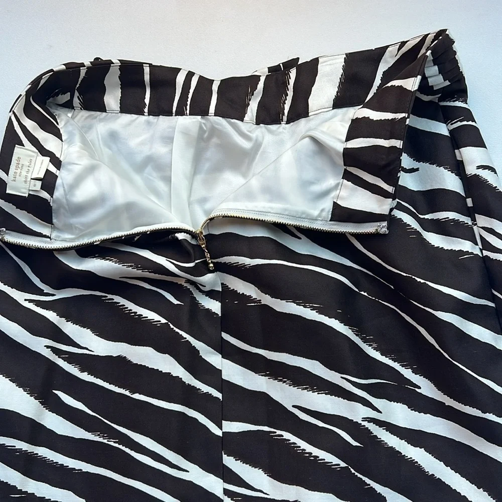 Kate Spade‎ Kolette Bow-Waist Zebra Print Skirt edgy fun office eclectic size 8